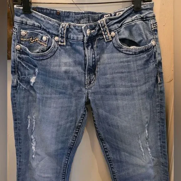 Miss Me Women's Blue Capris 29 - Picture 4 of 7